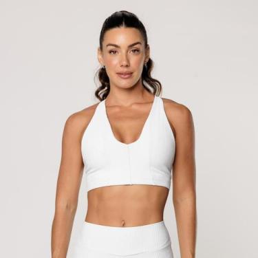 Imagem de Top Fitness Academia Feminino Decote V Texturizado - LOT FITNESS, Bran
