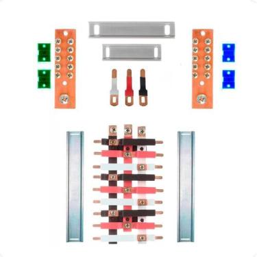 Imagem de Kit Barramento Trifásico Isolado 100A para 18 Circuitos com Placa de P