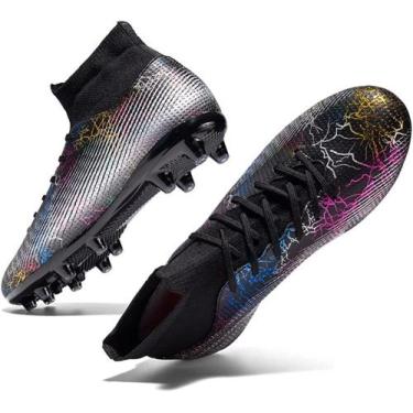 Imagem de Tênis de futebol masculinos de futebol com pontas longas, couro e borr