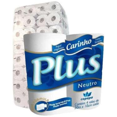 Imagem de Papel Higiênico Carinho Plus Folha Simples 30M 64 Rolos