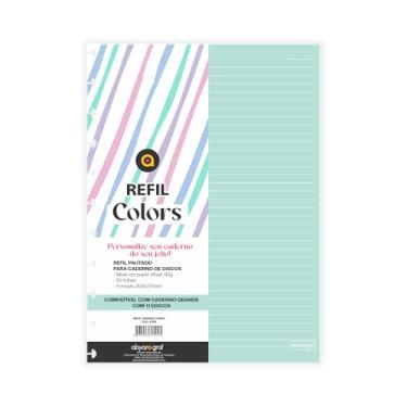 Imagem de Refil de folhas Verde para Caderno de Discos Grande com 50 folhas com 11 furos abyara graf compatível com Caderno Inteligente