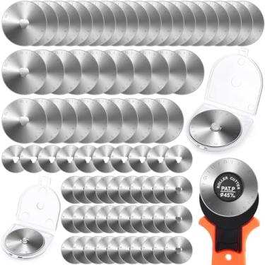 Imagem de Honoson 80 peças de lâminas de corte rotativo de 45 mm 28 mm com refil de balança de aço lâminas de substituição de cortador rotativo suprimentos para tecido artes artesanato scrapbooking papel de