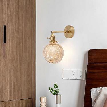 Imagem de Luminária de parede de vidro globo, luminária de cabeceira ajustável, luminária de parede moderna de latão com interruptor giratório, E27, ouro de meados do século, luminária de decoração pa