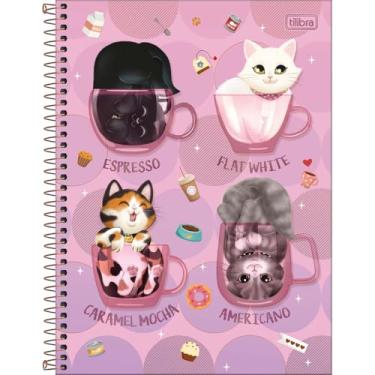 Imagem de Tilibra - Caderno Espiral Capa Dura Universitário 10 Matérias Purrfect Cats 160 Folhas - Xicaras E Gatos