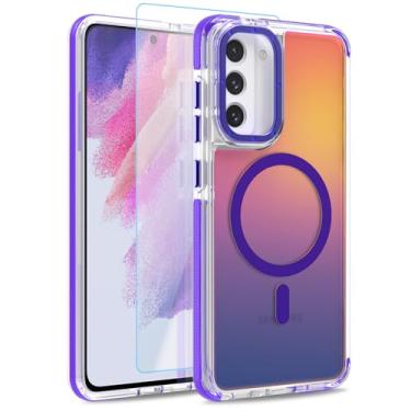 Imagem de MOWIME Capa magnética para Samsung Galaxy S21 FE 5G [compatível com Magsafe] [lindo design fluorescente moderno] [1 protetor de tela] capa fosca translúcida fina para Galaxy S21 FE 5G 6,4 polegadas