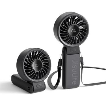 Imagem de Ventilador portátil JISULIFE LIFE7 2024 com display LED 5000mAh preto
