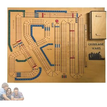 Imagem de Jogo de tabuleiro Cribbage Wars Large Wooden w/ Storage Family Game - 