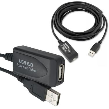 Imagem de Cabo Extensor USB 2.0 Cabo 10 Metros AM+FM Preto Amplificado