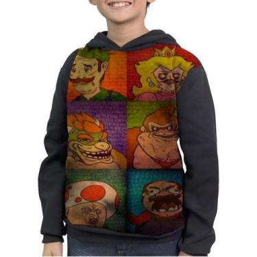 Imagem de Moletom Infantil Mario Bros Meme Derp Derpina - smoke, Preto, 10