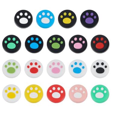 Imagem de PLIGREAT 76 Pcs Cute Paw Thumb Grip Caps, Colorful Cat Dog Paw Thumb Stick Joystick Grips Cap Replacement Soft Silicone Cover Compatible with Switch OLED Lite, Joy Con Controller, 19 Colors