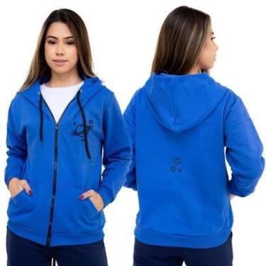 Imagem de Blusa De Frio Moletom Feminino Aberto Bolso Canguru Planeta-Feminino