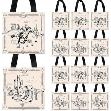 Imagem de 20 peças de sacos de presentes de caubói decorações de festa ocidentais sacos de lembrancinha de aniversário com tema de caubói não tecido para rodeio despedida de solteiro