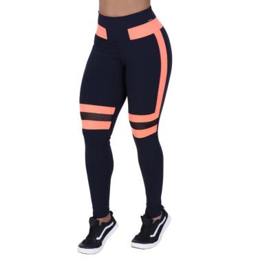 Imagem de Calça Legging Feminina Poliamida com Recortes em Neon e Tela-Feminino