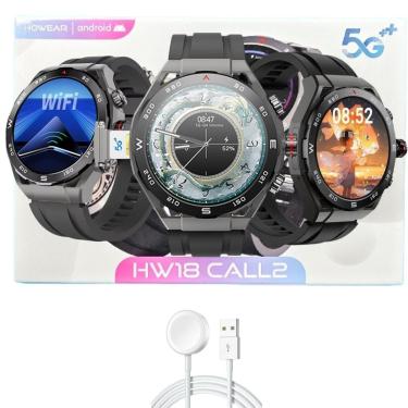 Imagem de Relogio Smart Watch 5g Hw18 Call 2 Baixa App Insta Whatss Tela Amoled Android iOS Acessa Internet-Unissex