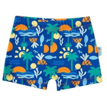 Imagem de Sunga Boxer Infantil Proteção UV Coqueiros Tropical Azul Royal Tip Top-Masculino