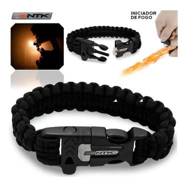 Imagem de Pulseira De Sobrevivência Paracord Pederneira Apito Nautika