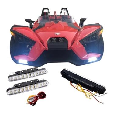 Imagem de FIJVKNXY Iluminação - Kit de 2 peças de luz LED DRL dupla de neblina branca + seta âmbar para Polaris Slingshot GT LE S SL SLR SLR LE 2015-2025