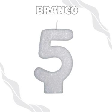 Imagem de Vela de Aniversário Para Bolo Shine C/Glitter - crgfestas, 5, Branco