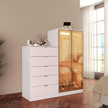 Imagem de Cômoda 5 Gavetas e Duas Portas Reflecta Bella Branco