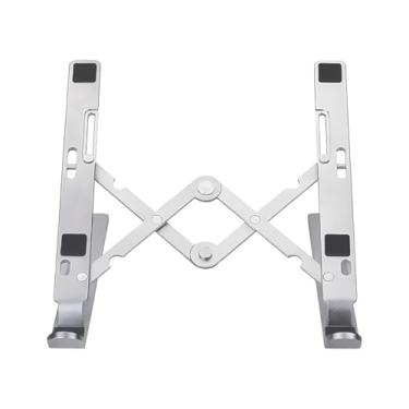 Imagem de Suporte para Notebook e Tablet Linha Premium em Alumínio Dobrável e Ergonômico Para Desktop Portátil Ajustável em 6 Ângulos com Altura Regulável Leve Apoio Universal