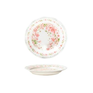 Imagem de Pratos de cerâmica rosa sob o vidrado requintados talheres personalizados para uso doméstico - prato de 20 cm