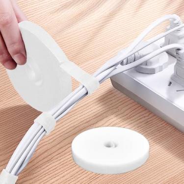Imagem de Tiras de nylon de 2,5 cm de gancho e laço, tiras autoaderentes de 16,5 m, rolo de gerenciamento de cabos para agrupar fixação, armazenamento e organização (branco)
