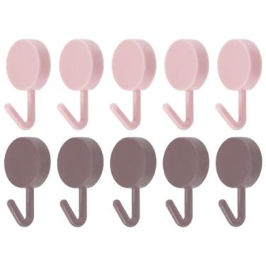 Imagem de Ganchos para toalha, 10 peças de ganchos de parede de aço inoxidável/ganchos adesivos, ganchos decorativos para cozinha, porta, armário, banheiro, hall de entrada, corredores e quartos (rosa e