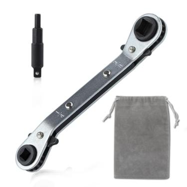 Imagem de Chave de catraca de refrigeração, ferramentas de refrigeração, chave de catraca deslocada, chave de serviço de catraca de 3/20.3 cm 1/10.2 cm 5/40.6 cm 3/40.6 cm Chave de serviço HVAC com adaptador de