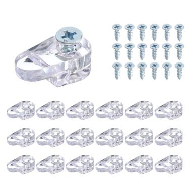 Imagem de Kit de clipes de retenção de vidro com parafuso, clipe de fixação de painel de vidro de 2 x 1 cm para fixação de espelhos de armários de guarda-roupas, transparente, 20 peças