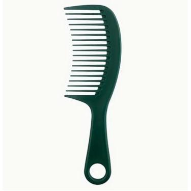 Imagem de Pente de cabelo de dentes largos, alça ergonômica durável para desembaraçar cabelos encaracolados, estilo molhado e seco, viagens de salão, verde