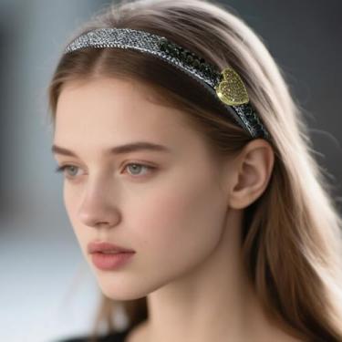 Imagem de Bandanas coloridas de plástico brilhante para meninas, faixas de cabeça finas com glitter, faixas de cabelo rígidas da moda