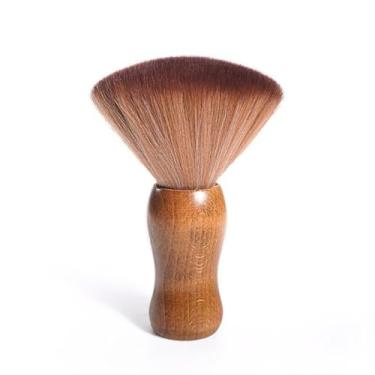 Imagem de Escova espanadora de cabelo de pescoço grande, escova de cabelo macia para limpeza de rosto de barbeiro de nylon, kits de corte de cabo de madeira
