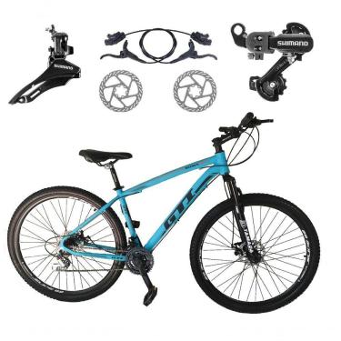 Imagem de Bicicleta Aro 29 Gti Roma 21v Câmbios Shimano Freio Disco Hidráulico Alumínio Garfo Suspensão - Azul Tam.15