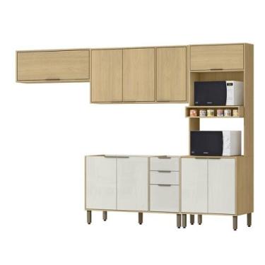 Imagem de Cozinha Modulada 5 Pecas 270 Cm Mdp Glor Castanho Off White Mxm - MILA