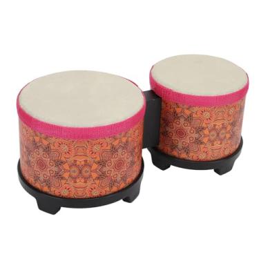 Imagem de XUXHOU Conjunto de Bateria Bongo de 6/5 Polegadas, Conjunto de Bateria Combinada, Instrumento de Acompanhamento de Percussão Manual, Textura de Grão Forte, para Crianças e Adultos, Pele de Cabra de