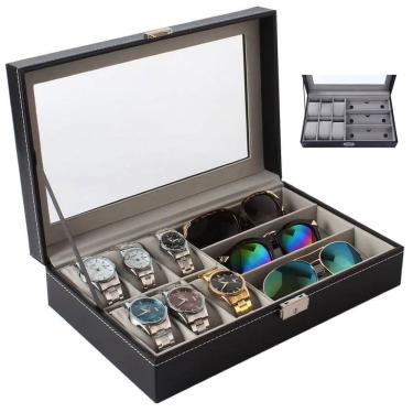 Imagem de Porta Relogio Oculos de Sol Pulseira Estojo Luxo Expositor Caixa Organizador Armario Penteadeira Mesa Resistente Seguro