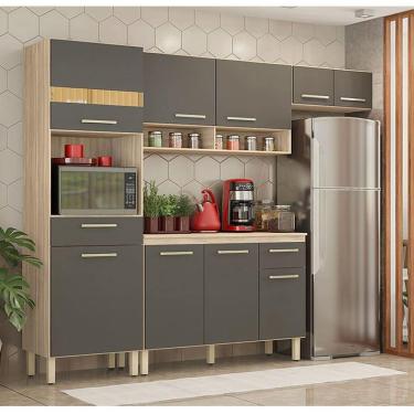 Imagem de Cozinha Compacta 4 Peças Dama Avena Grafito Demóbile