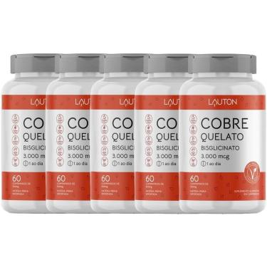 Imagem de Kit 5X Cobre Quelato Bisglicinato - 60 Comprimidos - Lauton Nutrition-Masculino