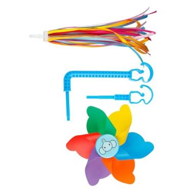 Imagem de Deevoka Moinho de vento de bicicleta colorido bonito 3d diversão equitação acessório decoração para carrinho de criança a maioria dos triciclos presentes para, elefante com fita