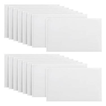 Imagem de 50 unidades de bolsos pequenos autoadesivos de plástico de 9 x 6 cm, porta-etiquetas transparentes para compartimentos para cartões, porta-cartões de visita, adesivos para fotos para fichários
