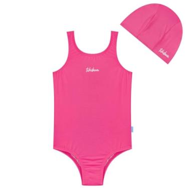 Imagem de Maiô Natação Infantil com Touca Proteção UV50+ Pink Neon Kamylus