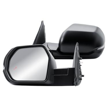 Imagem de Espelho retrovisor de porta do lado esquerdo do motorista aquecido com BLIS e luz de seta texturizada capa preta dobrável manual para Toyota Tundra e Toyota Sequoia 2022-2025