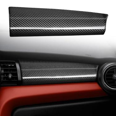 Imagem de FINMOKAL Capa de painel de painel de carro co-piloto de fibra de carbono compatível com BMW MINI Cooper F55 F56 F57 2014-2021 (preto, serve apenas para LHD)