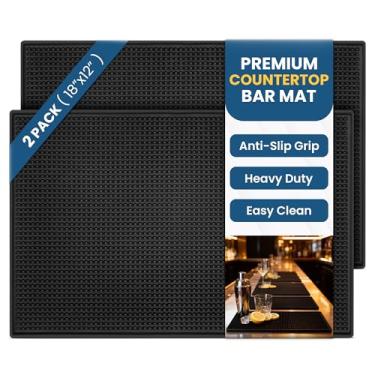 Imagem de Axieso Tapetes de bar 45,7 cm x 30,5 cm – Pacote com 2 tapetes de borracha antiderrapantes resistentes para casa, cafeteria e bancadas – Design fácil de limpar mantém as superfícies secas
