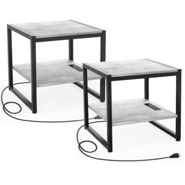 Imagem de Mesa final Homieasy com estação de carregamento de 50 cm com portas US
