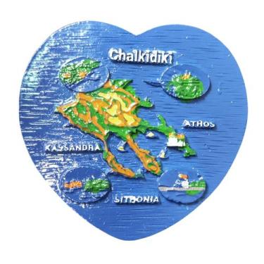 Imagem de Imã de geladeira Chalkidiki Greece 3D Map Resin 7,2 x 6,7 cm - yiweisa