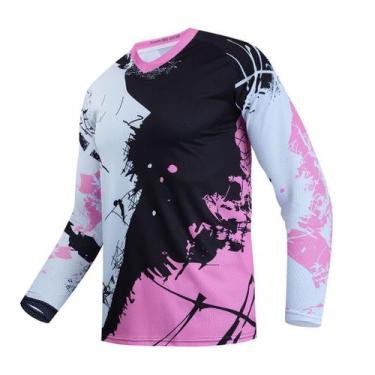 Imagem de Camisola de ciclismo YOUALSO Youth para motocross rosa tamanho YL