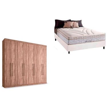 Imagem de Cama Box Casal + Colchão American Herval + Guarda Roupa Master Vip 8.4 Atacama-Jatobá