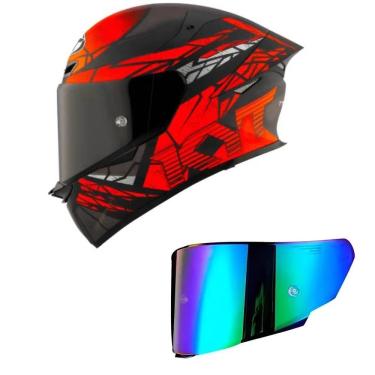 Imagem de Capacete KYT TT Revo Combustion Preto e Vermelho Mais Viseira Camaleão