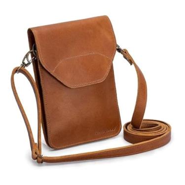 Imagem de Mini Bolsa Feminina de Couro Legítimo, Porta Celular e Documentos, Acessório Versátil para Uso Diário